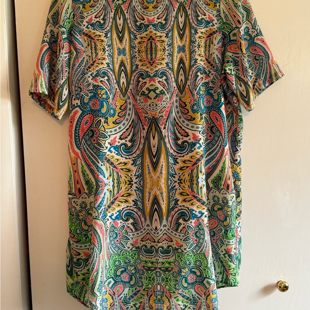 Glam dress Green and Blue Ornamental Print